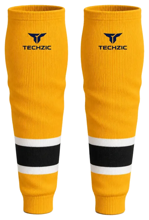 TECHZIC Knit Hockey Socks - K630-000 in Gold / White / Black