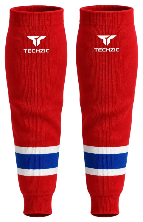TECHZIC Knit Hockey Socks - K630-000 in Red / White / Royal Blue