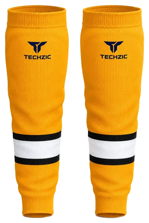 TECHZIC Knit Hockey Socks - K630-000 in Gold / Black / White