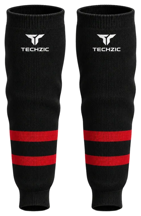 TECHZIC Knit Hockey Socks - K630-000 in Black / Red