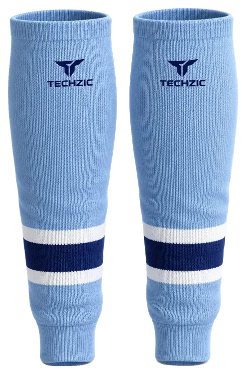 TECHZIC Knit Hockey Socks - K630-000 in Light Blue / White / Navy