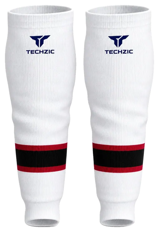 TECHZIC Knit Hockey Socks - K630-000 in White / Red / Black