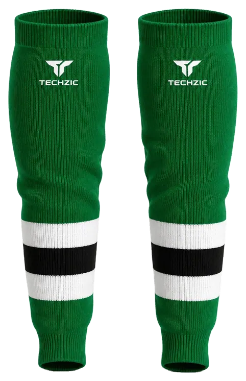 TECHZIC Knit Hockey Socks - K630-000 in Kelly Green / White / Black