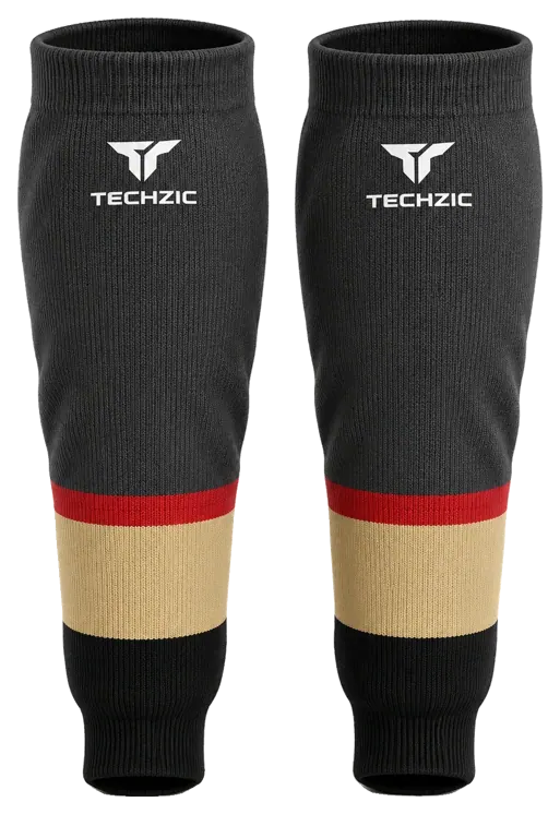 TECHZIC Knit Hockey Socks - K630-000 in Charcoal / Red / Sand / Black