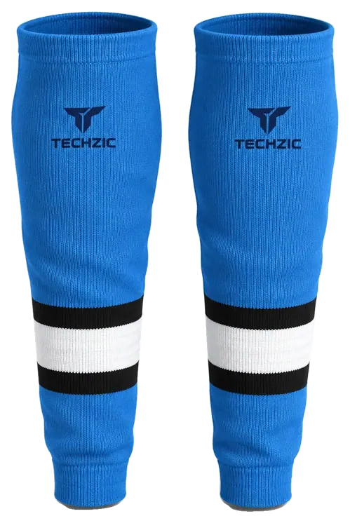 TECHZIC Knit Hockey Socks - K630-000 in Light Blue / Black / White