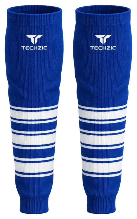 TECHZIC Knit Hockey Socks - K630-000 in Royal Blue / White · Design 2