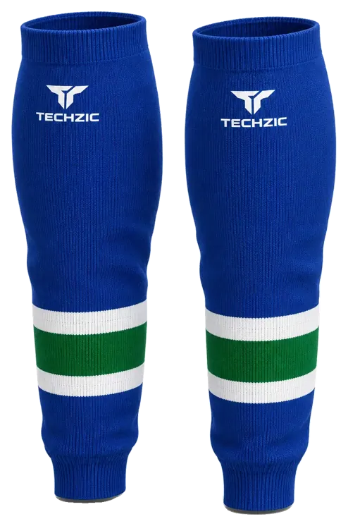 TECHZIC Knit Hockey Socks - K630-000 in Royal Blue / White / Kelly Green