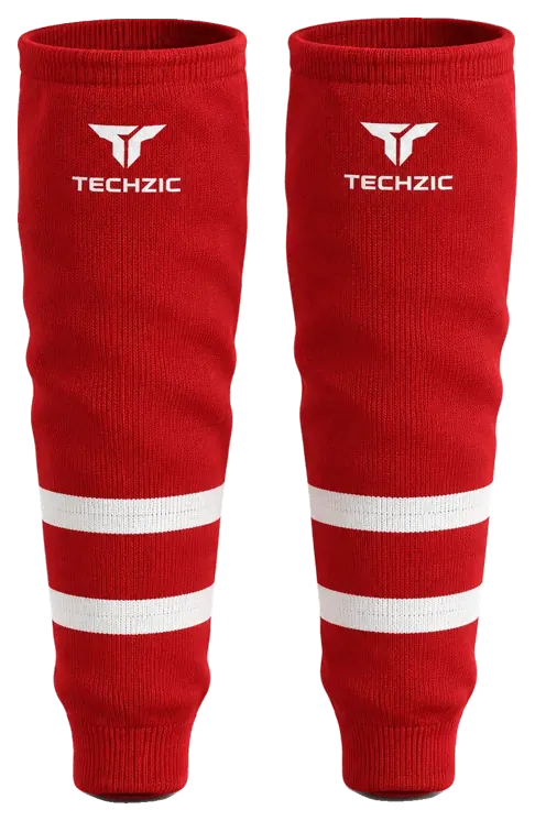 TECHZIC Knit Hockey Socks - K630-000 in Red / White · Design 2