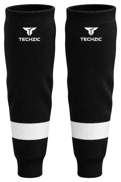 TECHZIC Knit Hockey Socks - K630-000 in Black / White · Design 2