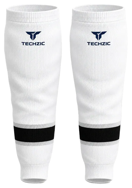 TECHZIC Knit Hockey Socks - K630-000 in White / Grey / Black