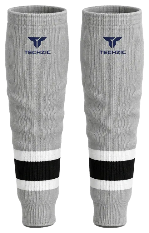 TECHZIC Knit Hockey Socks - K630-000 in Grey / White / Black