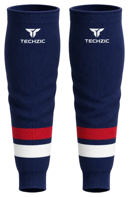 TECHZIC Knit Hockey Socks - K630-000 in Navy / Red / White