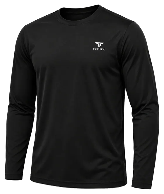 TECHZIC Long-Sleeve Performance Tee in Black