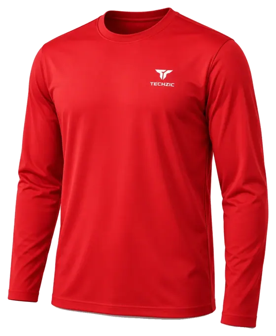 TECHZIC Long-Sleeve Performance Tee in Red