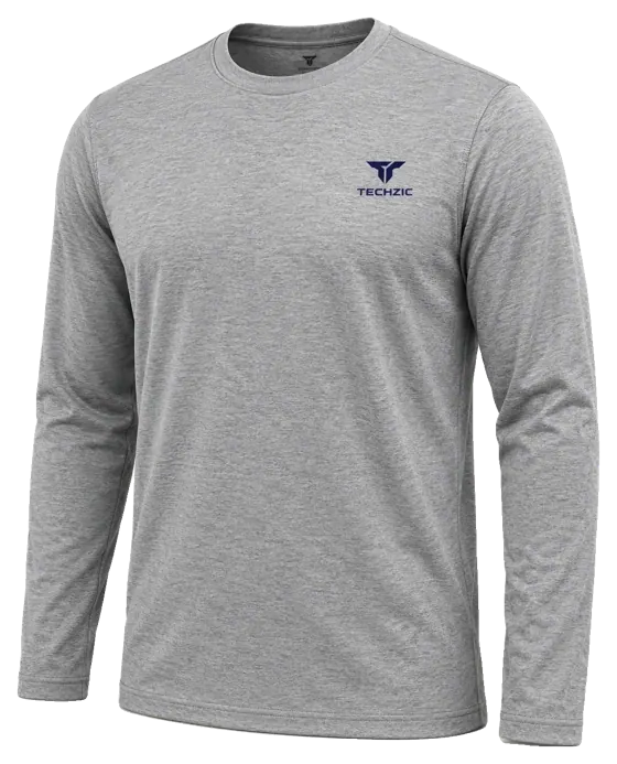 TECHZIC Long-Sleeve Performance Tee in Heather Grey