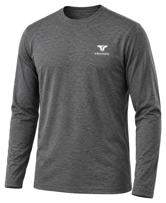 TECHZIC Long-Sleeve Performance Tee in Heather Charcoal