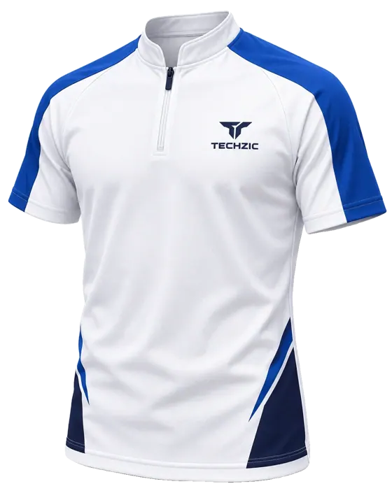 TECHZIC Short-Sleeve Mandarin Zip Shirt