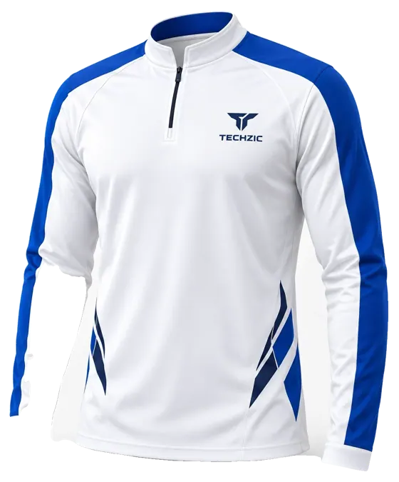 TECHZIC Long-Sleeve Mandarin Zip Shirt