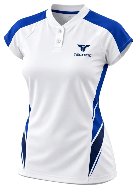 TECHZIC Ladies Cap-Sleeve Two-Button Baseball Jersey