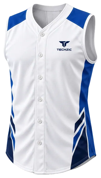 TECHZIC Sleeveless Full-Button Baseball Jersey