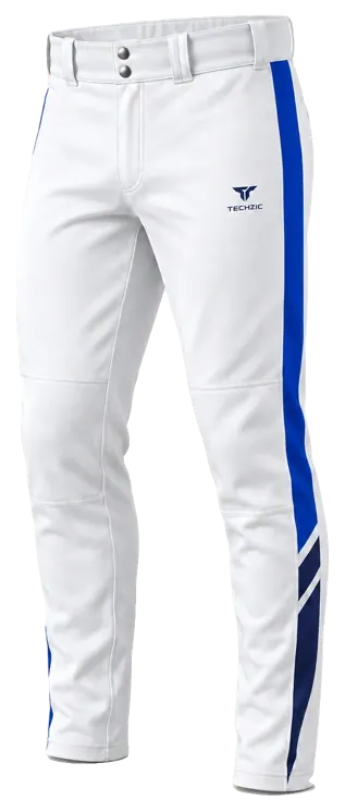 TECHZIC Tapered Pro Baseball Pants in White / Royal Blue / Navy