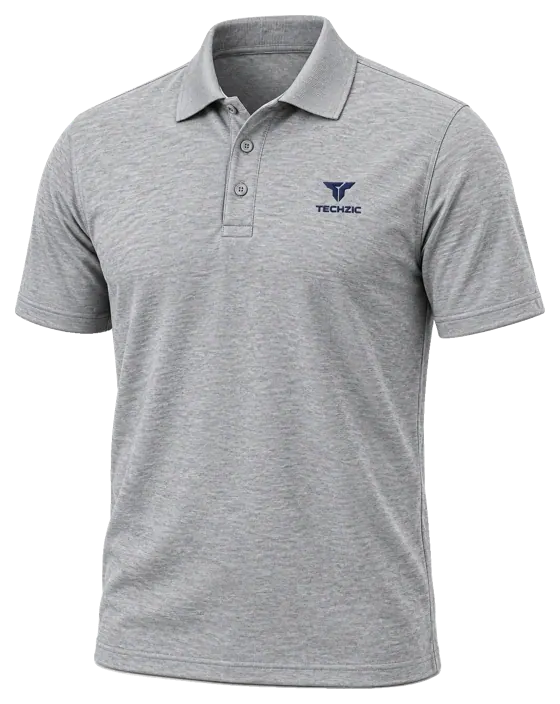 TECHZIC Performance Polo in Heather Grey