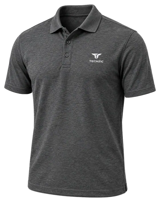 TECHZIC Performance Polo in Heather Charcoal