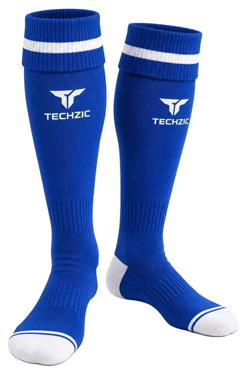 TZ-SC01 Technical Football Socks - Black in Royal Blue / White
