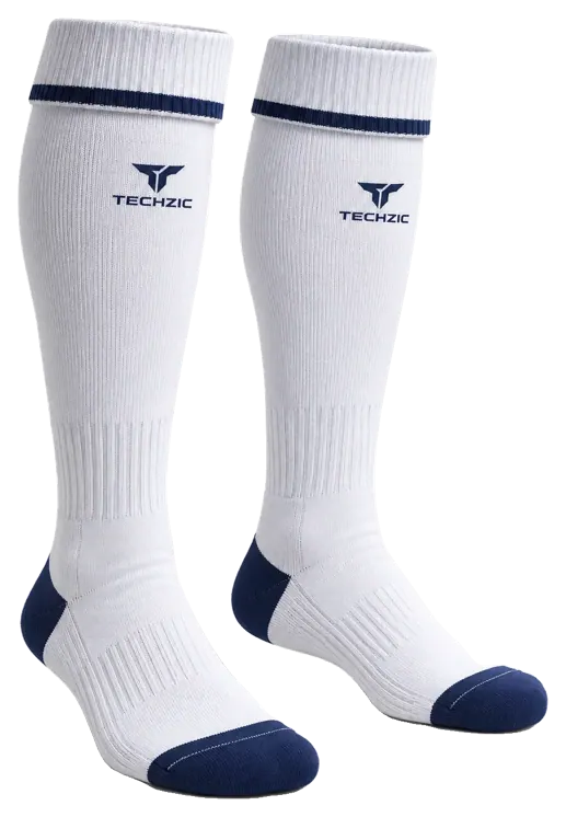 TZ-SC01 Technical Football Socks - Black in White / Navy