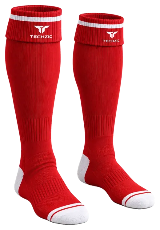 TZ-SC01 Technical Football Socks - Black in Red / White