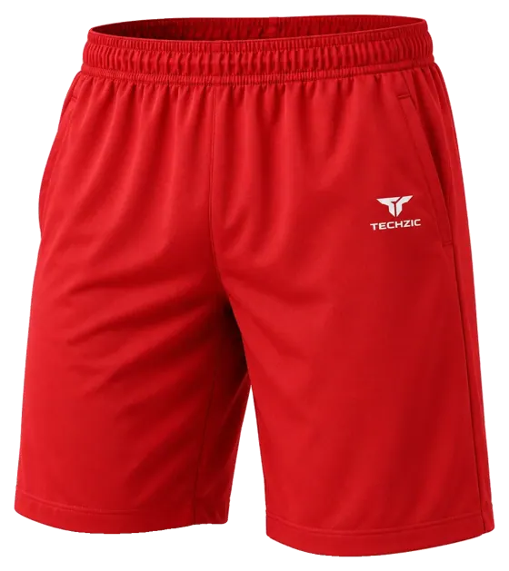 TECHZIC 9-inch Pocket Performance Shorts in Red