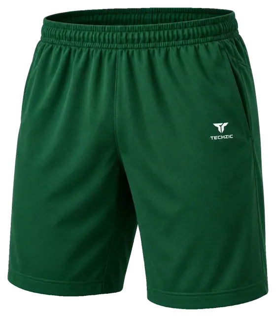 TECHZIC 9-inch Pocket Performance Shorts in Dark Green