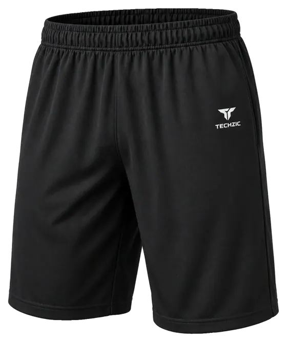 TECHZIC 9-inch Team Performance Shorts in Black