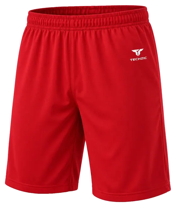 TECHZIC 9-inch Team Performance Shorts in Red