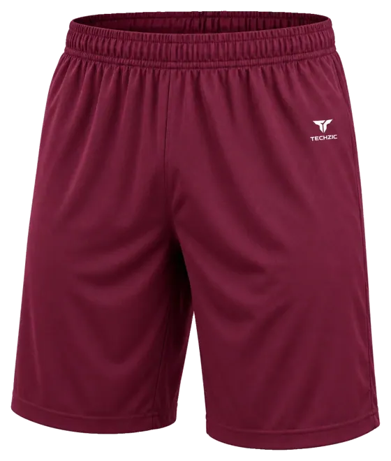 TECHZIC 9-inch Team Performance Shorts in Maroon