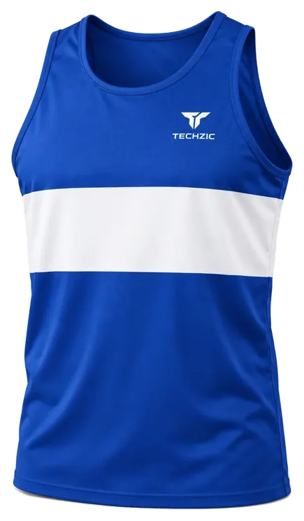 TECHZIC Chest-Band Track Singlet - Royal / White