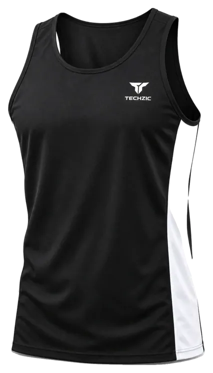 TECHZIC Side-Panel Track Singlet in Black / White