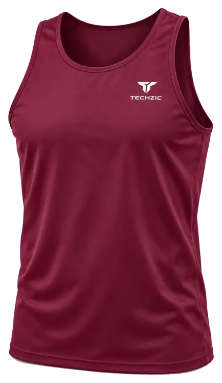 TECHZIC Classic Track Singlet in Maroon