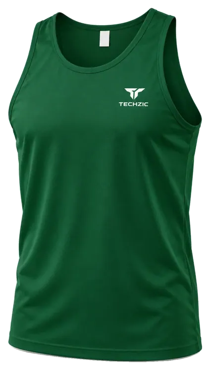 TECHZIC Classic Track Singlet in Dark Green