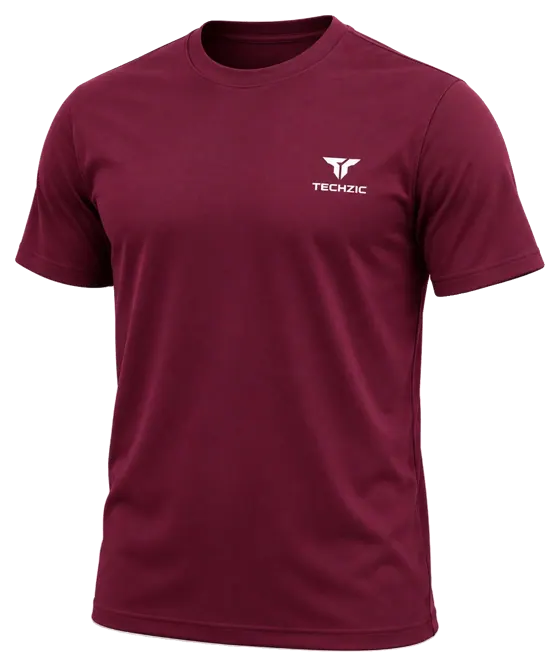TECHZIC Performance Crew Tee in Maroon