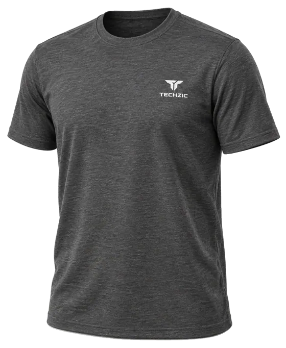 TECHZIC Performance Crew Tee in Heather Charcoal