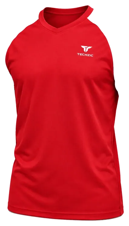 TECHZIC Contrast Raglan Performance Tee in Red / White