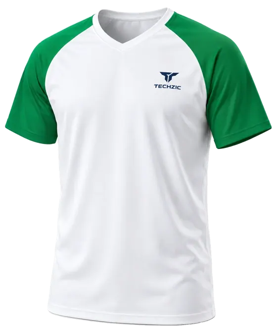 TECHZIC Contrast Raglan Performance Tee in White / Kelly