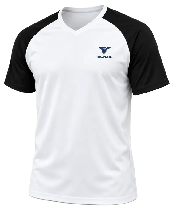 TECHZIC Contrast Raglan Performance Tee in White / Black