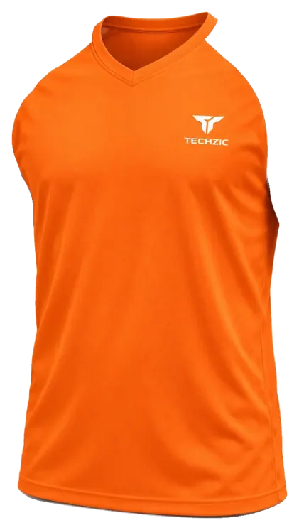 TECHZIC Contrast Raglan Performance Tee in Orange / White