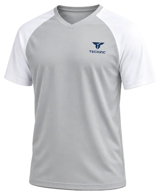 TECHZIC Contrast Raglan Performance Tee in Grey / White