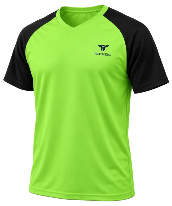 TECHZIC Contrast Raglan Performance Tee in Lime / Black