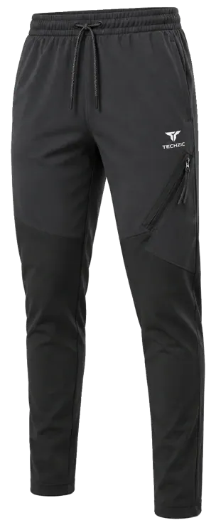 TECHZIC Men's Panelled Tapered Pants in Charcoal / Black