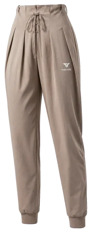 TECHZIC Women's Pleated Cuff Trousers - Taupe