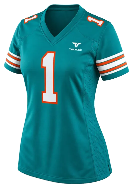 TECHZIC Women's Teal-Stripe Football Jersey